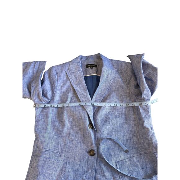 Talbots Petites Blazer Blue Linen Office Work Career Single Breasted Size 12P - Picture 12 of 14